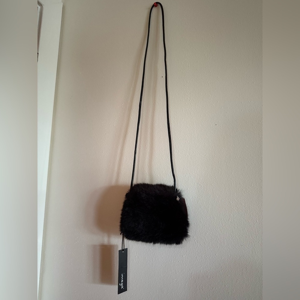 Imoga black fuzzy purse‎ NWT​​